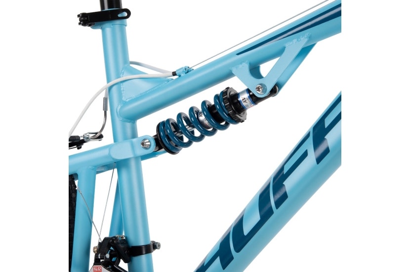 Close-up of Dual Suspension on the 26 inch bike