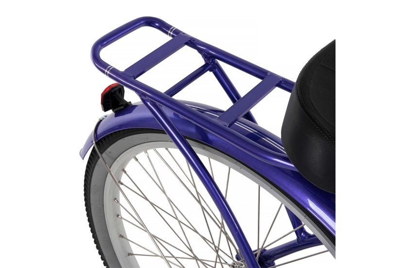 Rear rack on the 26-inch women's Sanford cruiser bike in Lilac Fade
