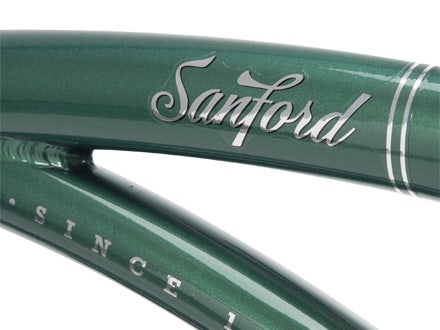 Close-up of Sanford Cruiser Bike frame showing Huffy branding, classic detailing, and "Since 1892" text Close-up of Sanford Cruiser Bike frame showing Huffy branding, classic detailing, and "Since 1892" text
