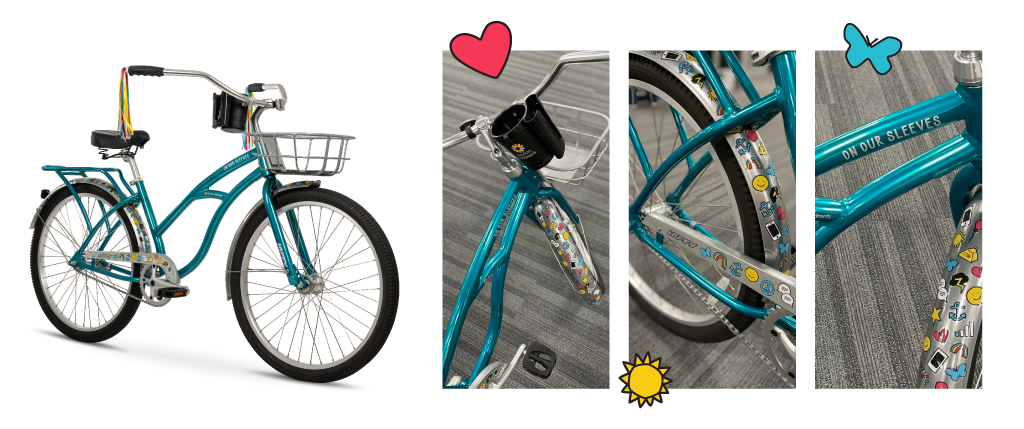One Our Sleeves bike with close up shots of design features