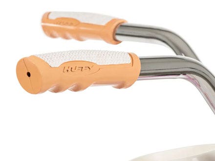 Close-up of ergonomic cruiser bike handlebar grips with a stylish dual-tone design, offering comfort and easy handling for smooth rides. Close-up of ergonomic cruiser bike handlebar grips with a stylish dual-tone design, offering comfort and easy handling for smooth rides.