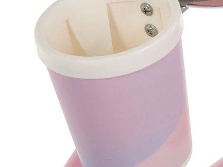 Close-up of a handlebar-mounted cup holder on a cruiser bike, perfect for holding drinks while riding. Close-up of a handlebar-mounted cup holder on a cruiser bike, perfect for holding drinks while riding.